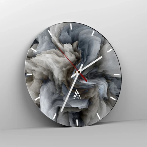 Wall clock - Clock on glass - Stone and Flower - 30x30 cm