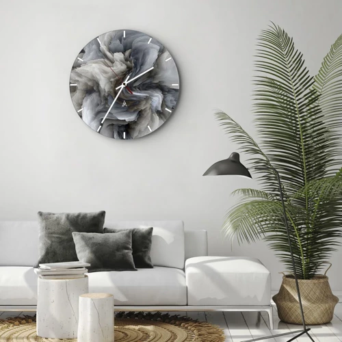 Wall clock - Clock on glass - Stone and Flower - 30x30 cm