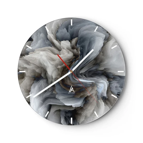 Wall clock - Clock on glass - Stone and Flower - 40x40 cm