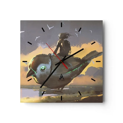 Wall clock - Clock on glass - Stop on a Fantastic Journey - 30x30 cm