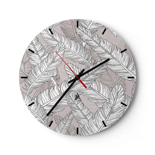 Wall clock - Clock on glass - Storm of Feathers - 30x30 cm