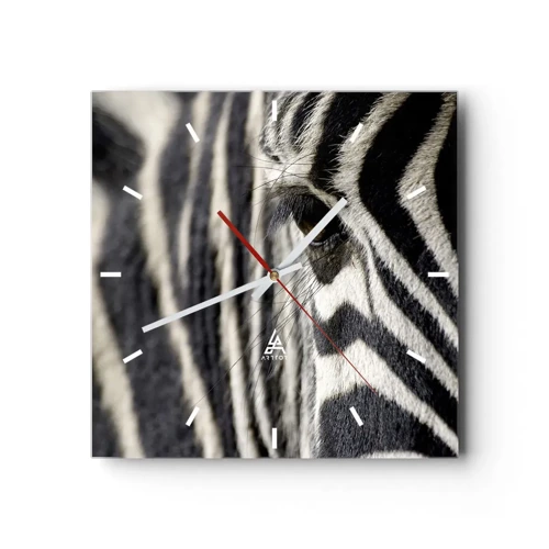 Wall clock - Clock on glass - Striped Portrait - 30x30 cm