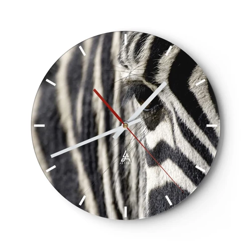 Wall clock - Clock on glass - Striped Portrait - 30x30 cm