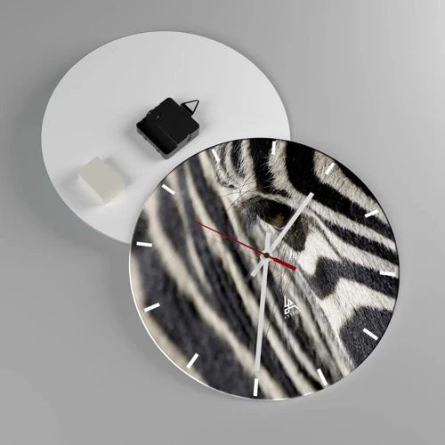 Wall clock - Clock on glass - Striped Portrait - 30x30 cm