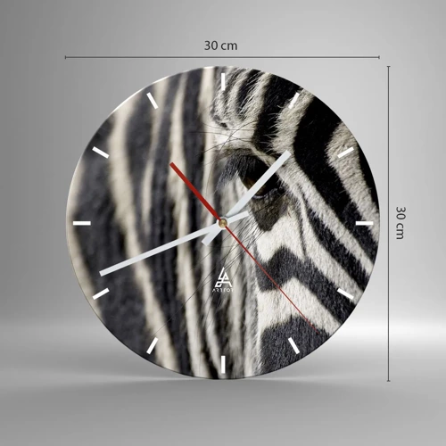 Wall clock - Clock on glass - Striped Portrait - 30x30 cm