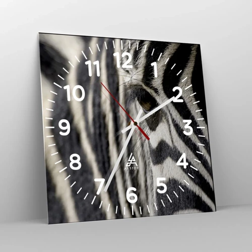 Wall clock - Clock on glass - Striped Portrait - 30x30 cm