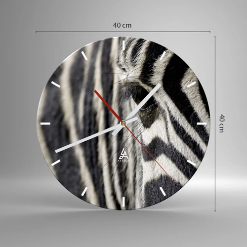 Wall clock - Clock on glass - Striped Portrait - 40x40 cm