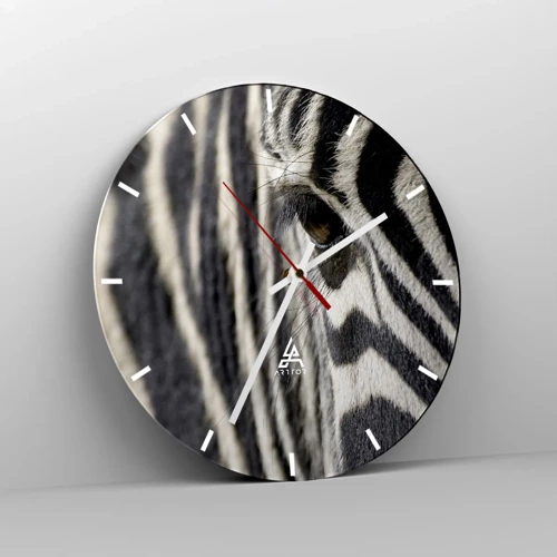 Wall clock - Clock on glass - Striped Portrait - 40x40 cm