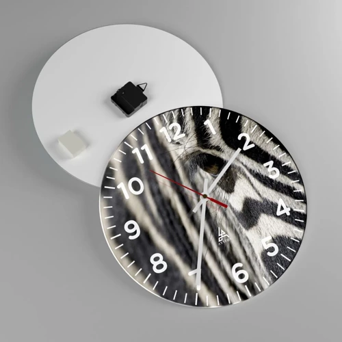 Wall clock - Clock on glass - Striped Portrait - 40x40 cm