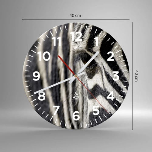 Wall clock - Clock on glass - Striped Portrait - 40x40 cm