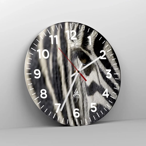 Wall clock - Clock on glass - Striped Portrait - 40x40 cm