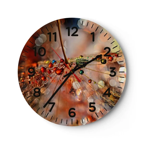 Wall clock - Clock on glass - Strung on a Spider's Web - 40x40 cm