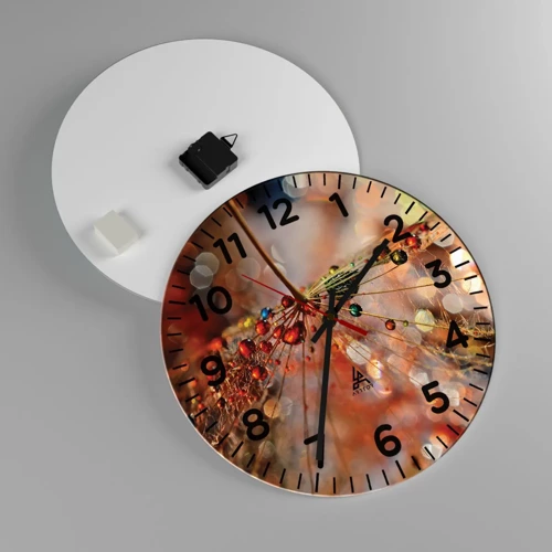 Wall clock - Clock on glass - Strung on a Spider's Web - 40x40 cm