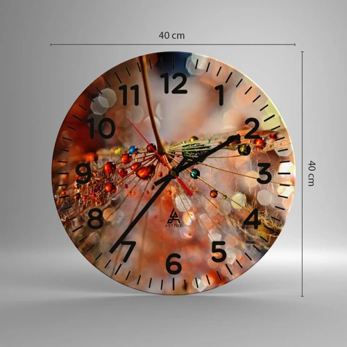 Wall clock - Clock on glass - Strung on a Spider's Web - 40x40 cm