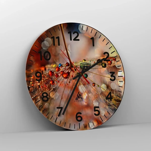 Wall clock - Clock on glass - Strung on a Spider's Web - 40x40 cm