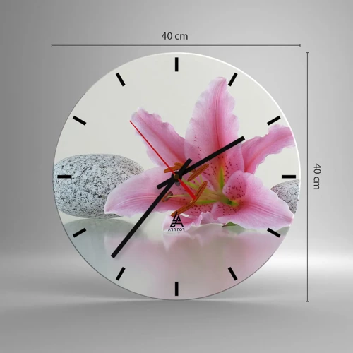 Wall clock - Clock on glass - Study in Pink, Grey and White - 40x40 cm