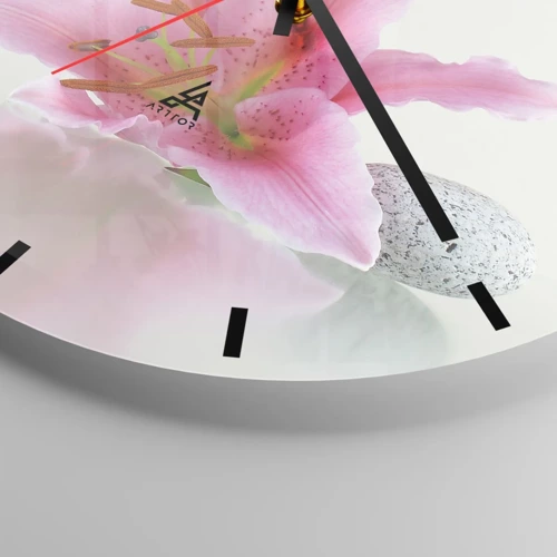 Wall clock - Clock on glass - Study in Pink, Grey and White - 40x40 cm