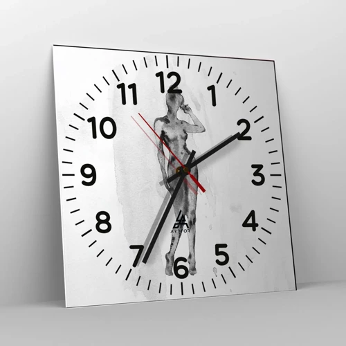 Wall clock - Clock on glass - Study of Ideal of Feminity - 30x30 cm