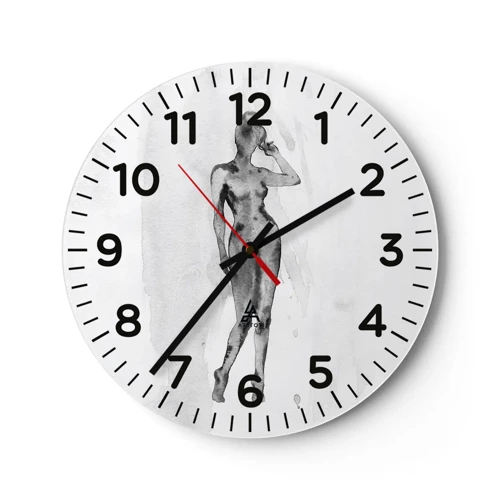 Wall clock - Clock on glass - Study of Ideal of Feminity - 30x30 cm