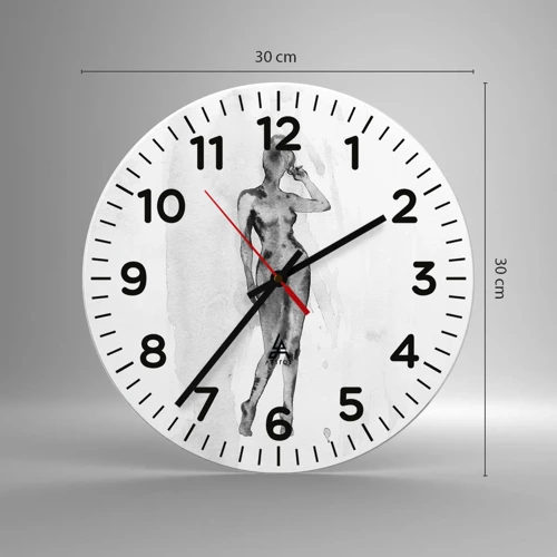Wall clock - Clock on glass - Study of Ideal of Feminity - 30x30 cm