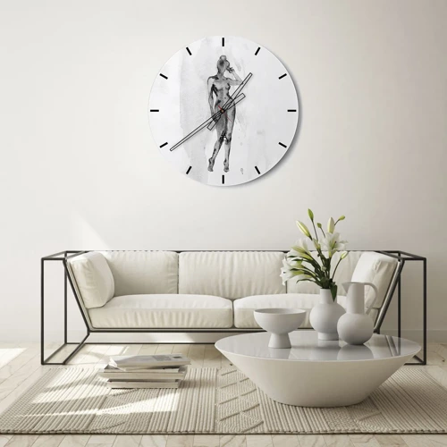 Wall clock - Clock on glass - Study of Ideal of Feminity - 30x30 cm