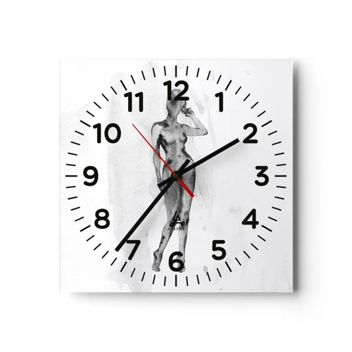 Wall clock - Clock on glass - Study of Ideal of Feminity - 40x40 cm