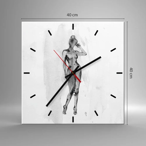 Wall clock - Clock on glass - Study of Ideal of Feminity - 40x40 cm