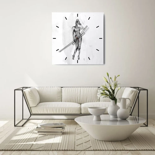 Wall clock - Clock on glass - Study of Ideal of Feminity - 40x40 cm