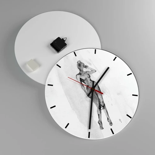 Wall clock - Clock on glass - Study of Ideal of Feminity - 40x40 cm