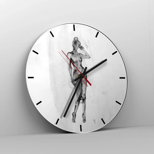 Wall clock - Clock on glass - Study of Ideal of Feminity - 40x40 cm