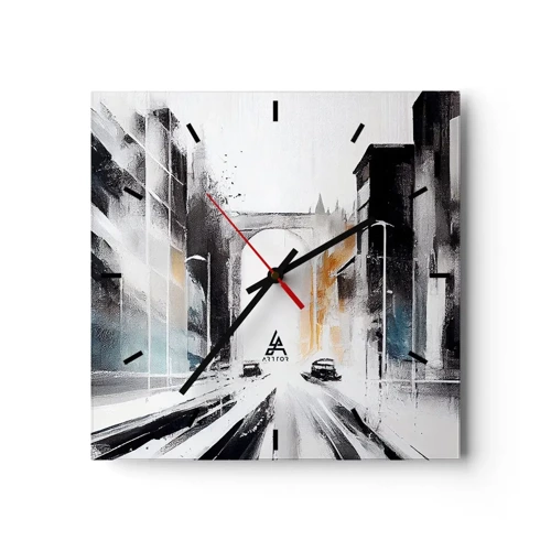 Wall clock - Clock on glass - Study of a City: Architecture and Movement - 30x30 cm