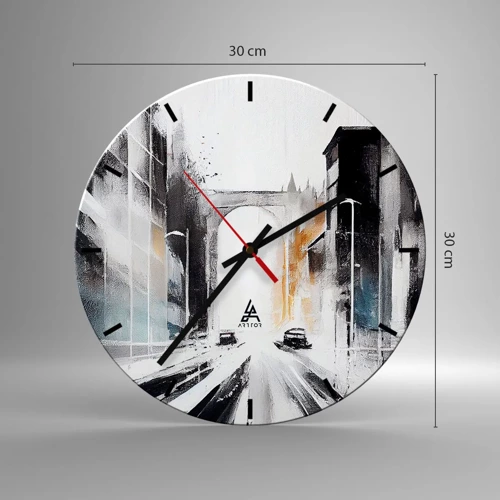 Wall clock - Clock on glass - Study of a City: Architecture and Movement - 30x30 cm