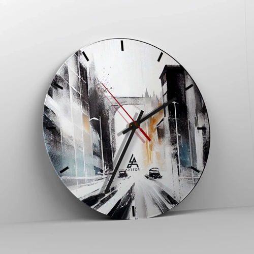 Wall clock - Clock on glass - Study of a City: Architecture and Movement - 30x30 cm