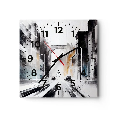 Wall clock - Clock on glass - Study of a City: Architecture and Movement - 30x30 cm