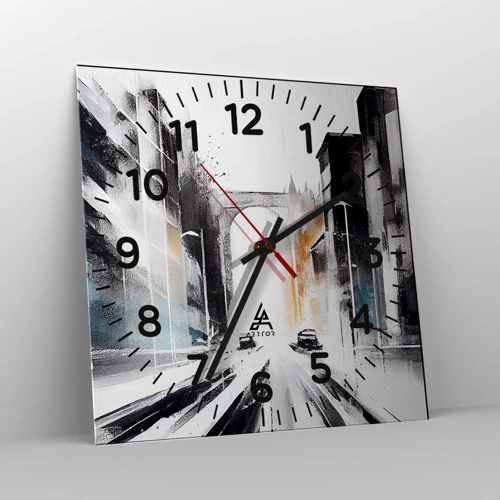 Wall clock - Clock on glass - Study of a City: Architecture and Movement - 30x30 cm