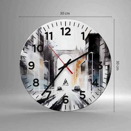 Wall clock - Clock on glass - Study of a City: Architecture and Movement - 30x30 cm