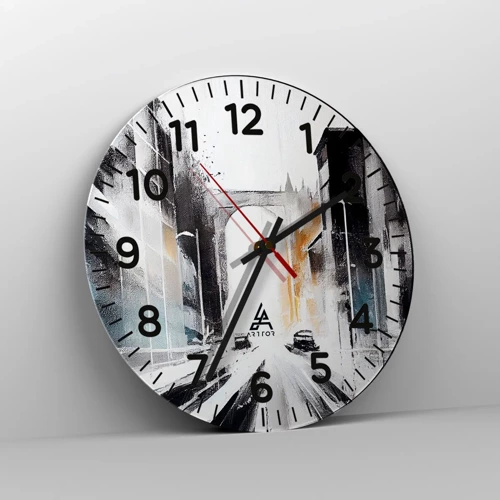 Wall clock - Clock on glass - Study of a City: Architecture and Movement - 30x30 cm