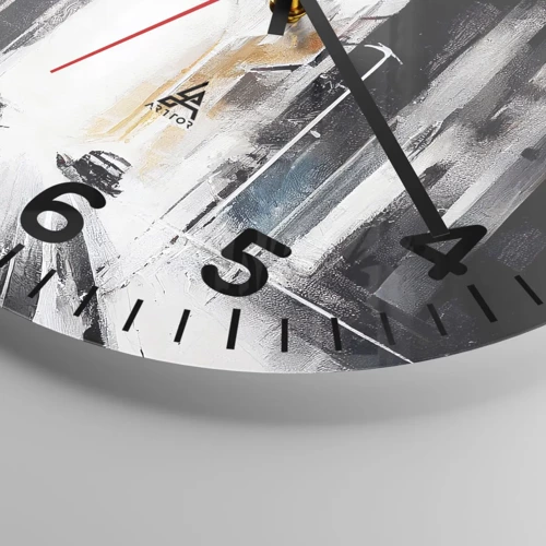 Wall clock - Clock on glass - Study of a City: Architecture and Movement - 30x30 cm