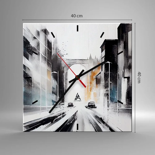 Wall clock - Clock on glass - Study of a City: Architecture and Movement - 40x40 cm