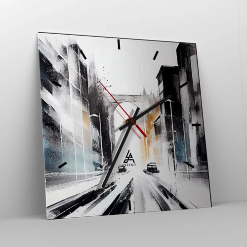 Wall clock - Clock on glass - Study of a City: Architecture and Movement - 40x40 cm