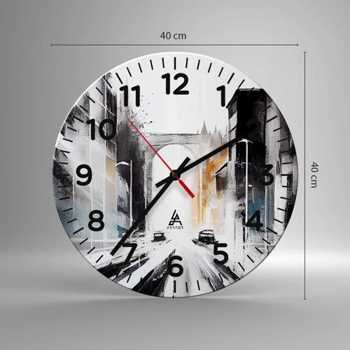 Wall clock - Clock on glass - Study of a City: Architecture and Movement - 40x40 cm