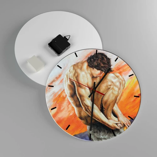 Wall clock - Clock on glass - Submerged in Himself - 30x30 cm