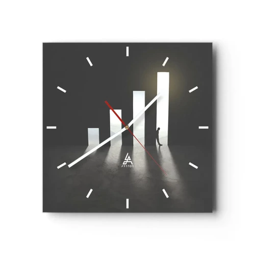 Wall clock - Clock on glass - Success - Impression - 30x30 cm