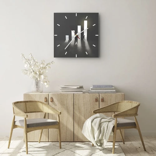 Wall clock - Clock on glass - Success - Impression - 30x30 cm