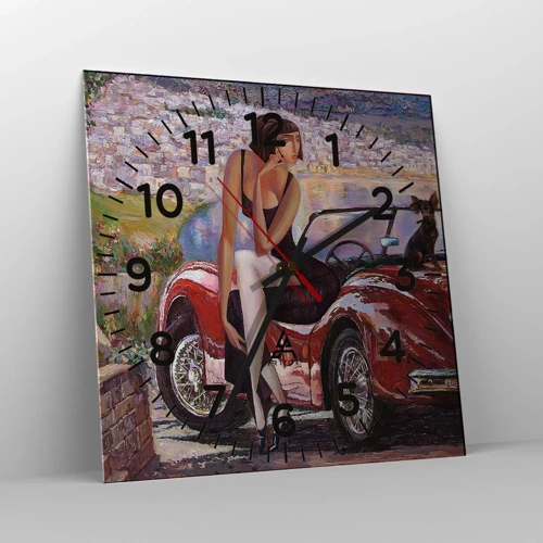 Wall clock - Clock on glass - Summer? Only in Riviera - 30x30 cm