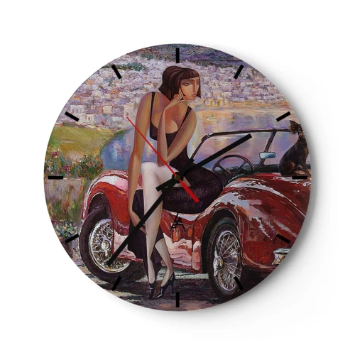 Wall clock - Clock on glass - Summer? Only in Riviera - 40x40 cm