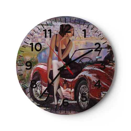 Wall clock - Clock on glass - Summer? Only in Riviera - 40x40 cm