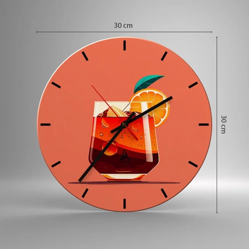 Wall clock - Clock on glass - Summer Refreshment - 30x30 cm