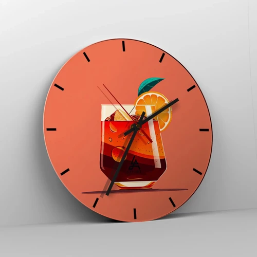 Wall clock - Clock on glass - Summer Refreshment - 30x30 cm