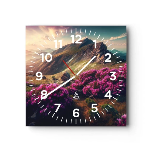 Wall clock - Clock on glass - Summer in the Mountains - 30x30 cm